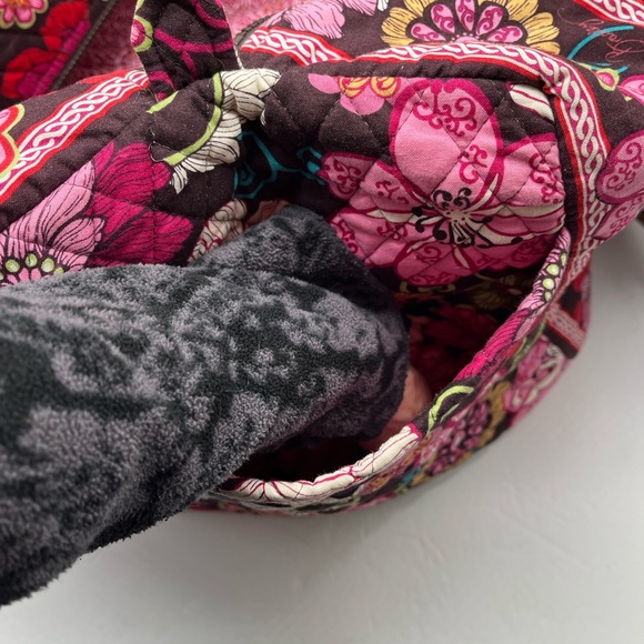 Vera Bradley Quilted Duffle Bag Mod Floral Pink Brown 22" Top Zipper Travel - Picture 9 of 14